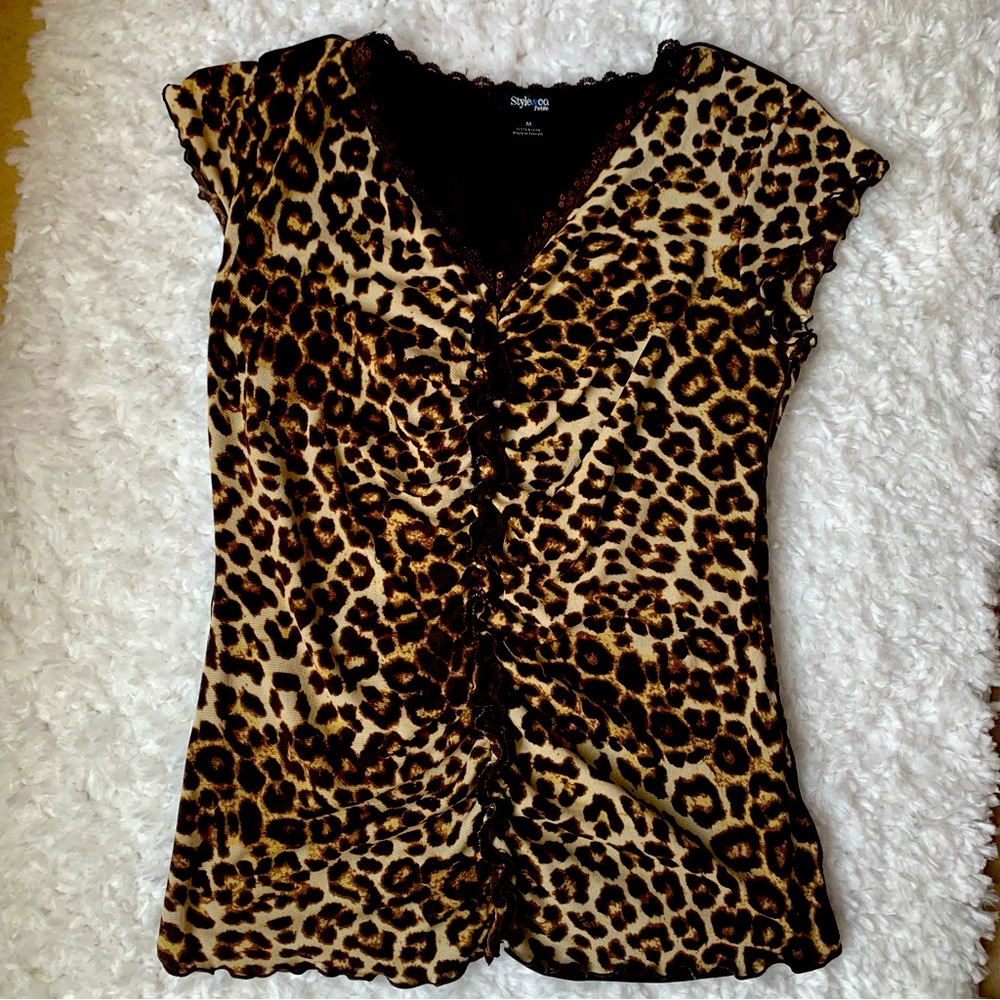 Style & Company Leopard Print Fitted Top